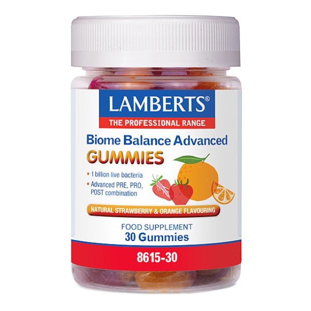 Lamberts Biome Balance Advanced Gummies γεύση Πορτοκάλι-Φράουλα 30 ζελεδάκια