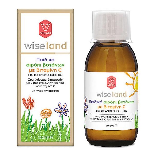 Vican Wise Land Παιδικό Σιρόπι με Βιταμίνη C & Βότανα για το Ανοσοποιητικό γεύση Κεράσι 120ml