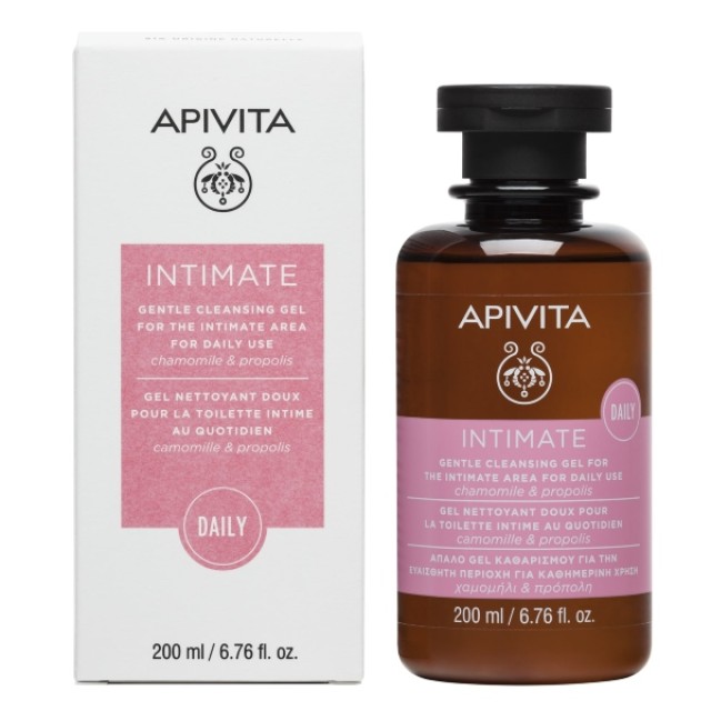 Apivita Intimate Daily Απαλό Gel Καθαρισμού Για Την Ευαίσθητη Περιοχή Για Καθημερινή Χρήση Με Χαμομήλι & Πρόπολη 200ml