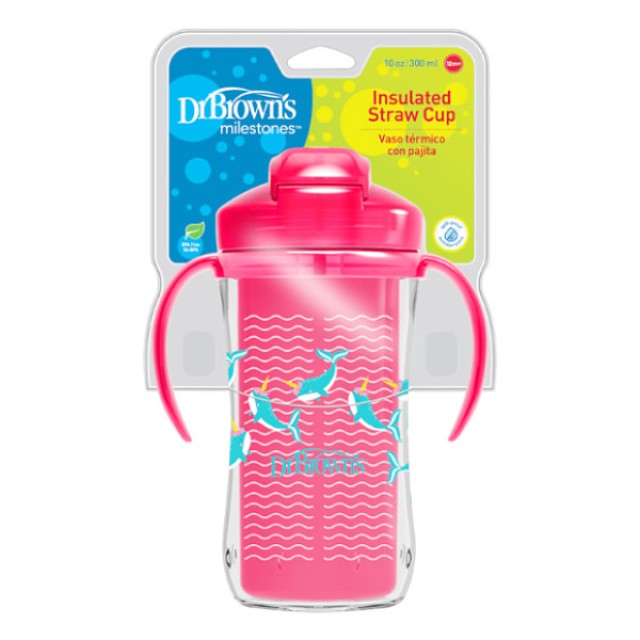 Dr. Brown's Insulated Straw Cup Ροζ 300ml