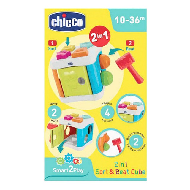 Chicco 2in1 Sort and Beat Cube 10-36m 8 τεμάχια