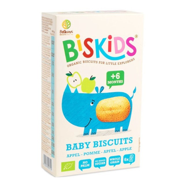 Biskids Organic Wholegrain Biscuits with Apple Flavor 6m+ 120g