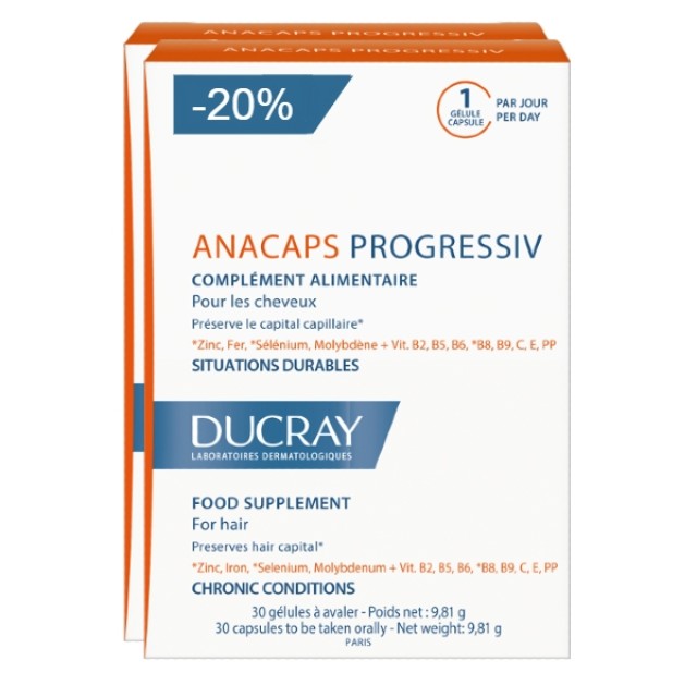 Ducray Anacaps Progressiv Duo Promo Pack Special Prize Για Την Προοδευτική Τριχόπτωση 2x30caps