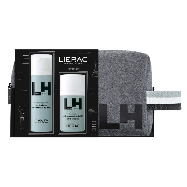 Lierac Homme Global Anti-Aging Fluid 50ml & Deodorant Roll-On 50ml & Travel Toiletries