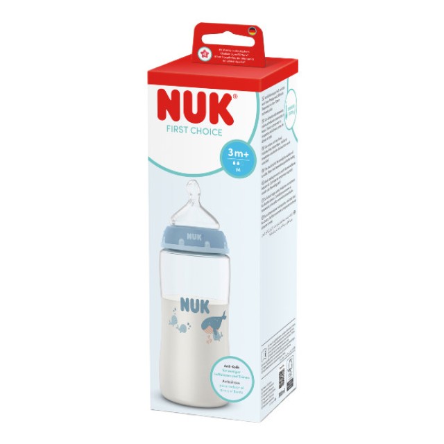 Nuk First Choice Plastic Baby Bottle 3m+ Whale 300ml