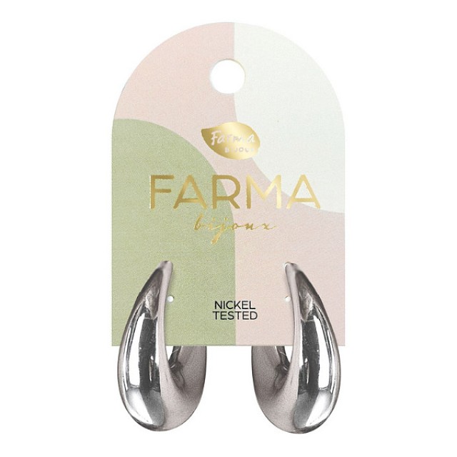 Farma Bijoux Earrings Silver Oval Hoops 30mm