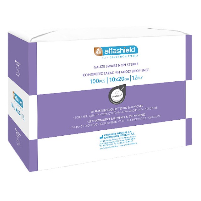 Alfashield Alfa Gauze Swabs Non Sterile 12ply 10x20cm 100 τεμάχια