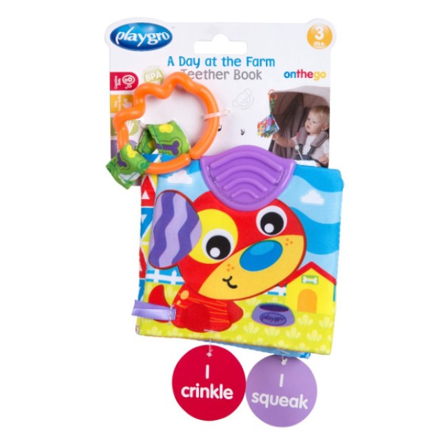 Playgro A Day At The Farm Teether Book 3m+