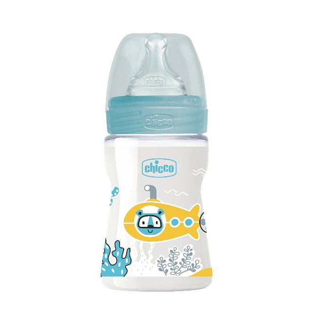 Chicco Μπιμπερό Πλαστικό Well Being Σιέλ 0m+ 150ml