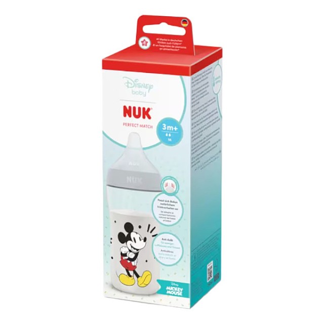 Nuk Perfect Match Plastic Baby Bottle 3m+ Mickey Mouse 260ml