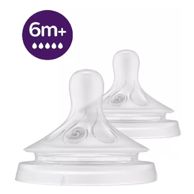 Philips Avent Natural Response Θηλή Ροής 5 6m+ 2 τεμάχια