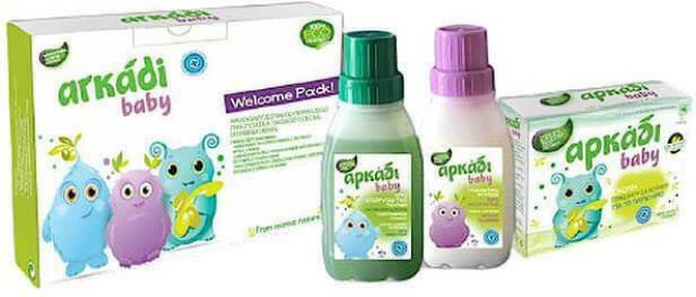 Αρκάδι Welcome Pack Baby Clothing Washing kit Απορρυπαντικό Υγρό - Μαλακτικό -  Σκόνι Πράσινο Σαπούνι