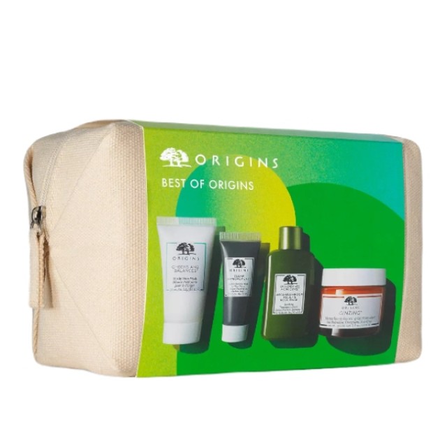 Origins Best Origins Promo Ginzing Oil-Free Gel Moisturizer 50ml & Mega Mushroom Soothing Lotion 50ml & Checks And Balances Face Wash 30ml & Clear Improvement 15ml