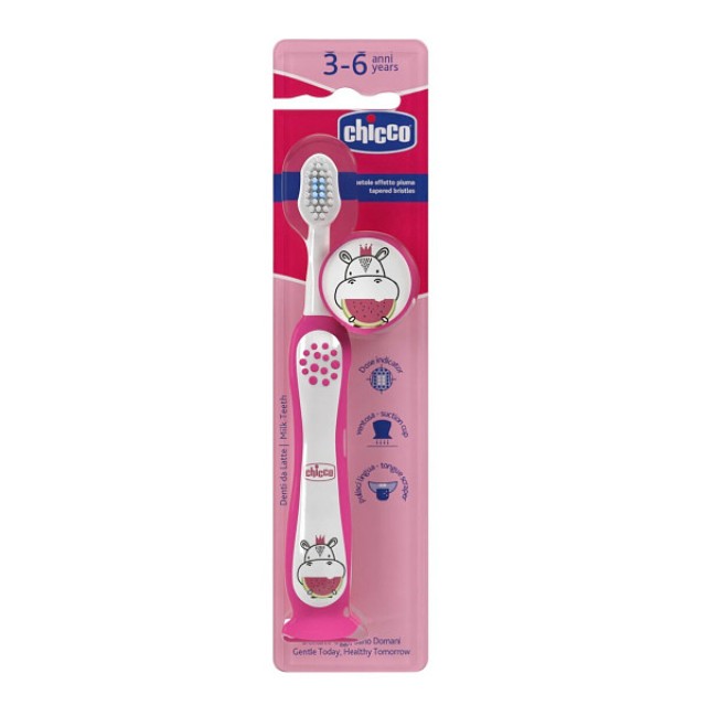 Chicco Toothbrush 3-6y Pink Hippo 1 τεμάχιο