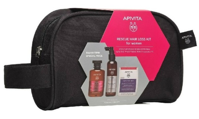 Apivita Rescue Hair Loss Kit For Women Λοσιόν, Τονωτικό Σαμπουάν & Κάψουλες Για Υγιή Μαλλιά & Νύχια
