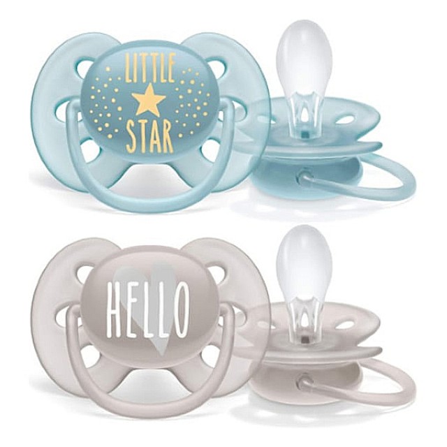 Philips Avent Ultra Soft Ορθοδοντική Πιπίλα Little Star-Hello 6-18m 2 τεμάχια