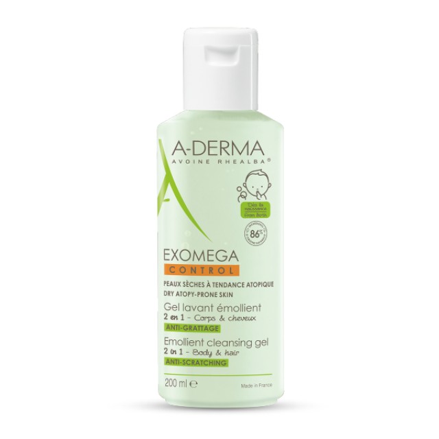 A-Derma Exomega Control Cleansing Gel for Body/Hair - Atopic Skin 200ml