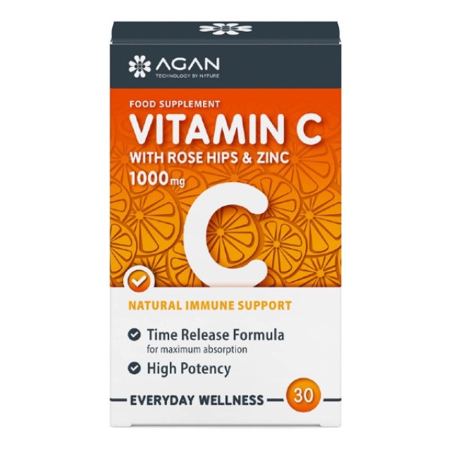 Agan Vitamin C 1000mg with Rose Hips & Zinc 30 tablets