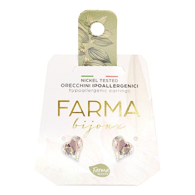 Farma Bijoux Υποαλλεγικά Σκουλαρίκια Κρύσταλλα Καρδιά 7.3mm