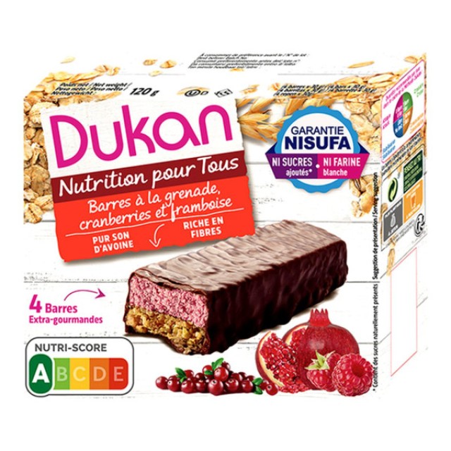 Dukan Oat Bars with Pomegranate and Chocolate Coating 4 τεμάχια