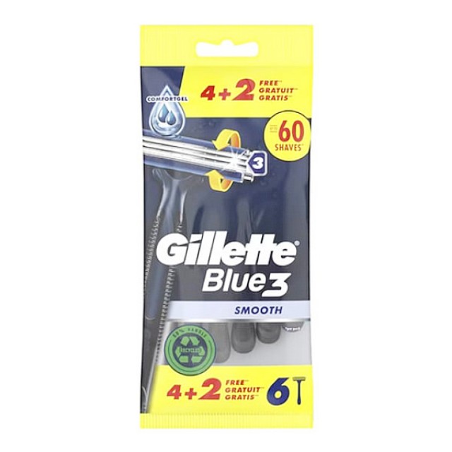 Gillette Blue3 Smooth Ξυραφάκια μιας Χρήσης 6 τεμάχια