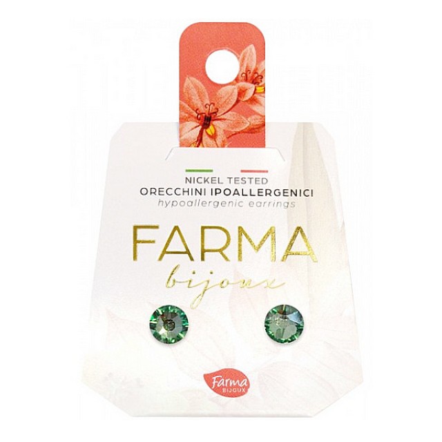 Farma Bijoux Υποαλλεγικά Σκουλαρίκια Κρύσταλλα Πράσινα 6.3mm