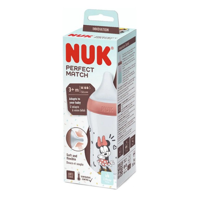 Nuk Perfect Match Minnie Mouse Πλαστικό Μπιμπερό 3m+ 260ml