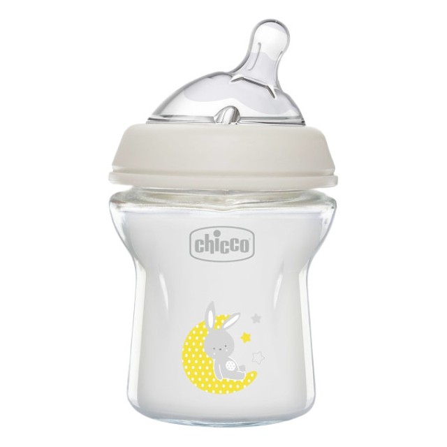 Chicco Natural Feeling Glass Baby Bottle 0m+ Beige 150ml
