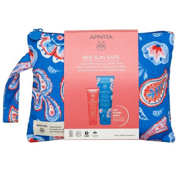 Apivita Bee Sun Safe Hydra Fresh Face Gel-Cream SPF50 50ml & After Sun Cool & Sooth Face & Body Gel-Cream Travel Size 100ml