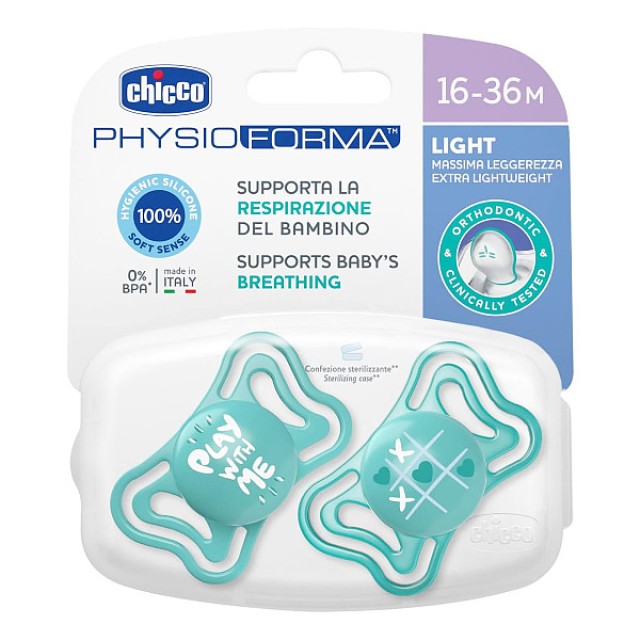 Chicco Physioforma Light Πιπίλα Σιλικόνης Σιέλ 16-36m 2 τεμάχια