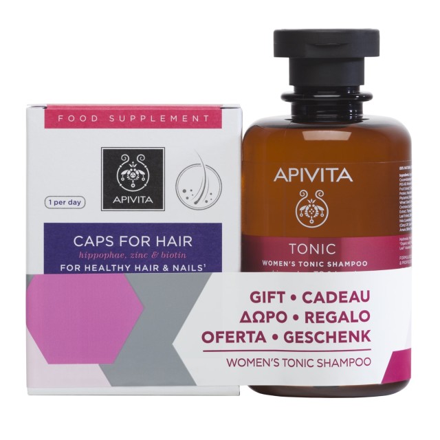 Apivita Set For Healthy Hair & Nails 30caps + Δώρο Womens Tonic Shampoo Hippophae TC & Laurel 250ml