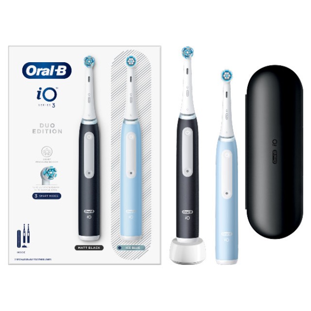Oral-B iO Series 3 Duo Pack Matt Black & Ice Blue 2 ηλεκτρικές οδοντόβουρτσες