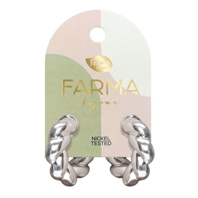 Farma Bijoux Earrings Silver Braided Hoops 30mm