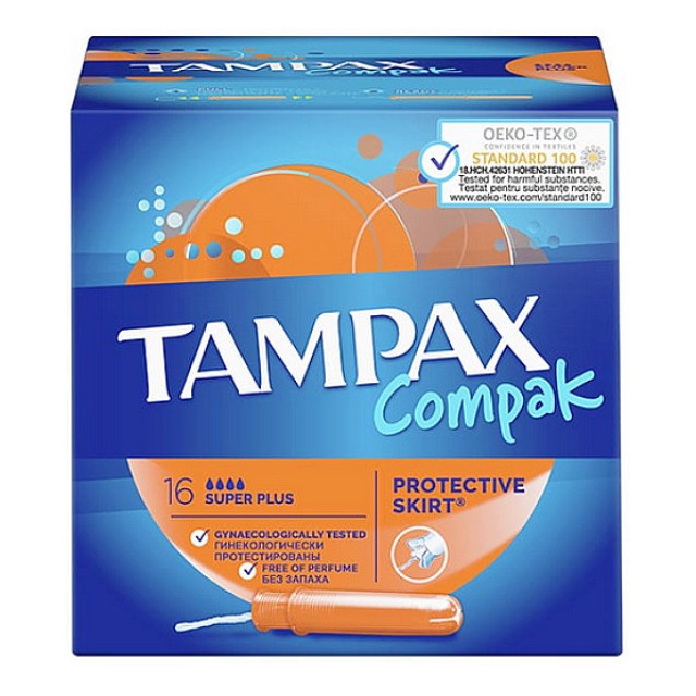 Tampax Compak Super Plus Ταμπόν Με Απλικατέρ 16 τεμάχια