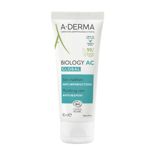 A-Derma Biology AC Global Καθημερινή Φροντίδα Κατά Των Ατελειών Για Ματ Αποτέλεσμα 40ml