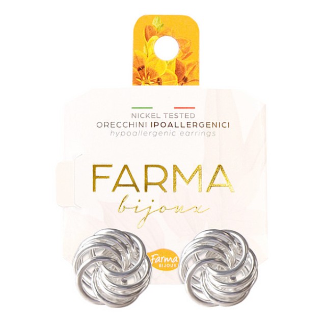 Farma Bijoux Υποαλλεργικά Σκουλαρίκια Φωλιά Ασημί 15mm