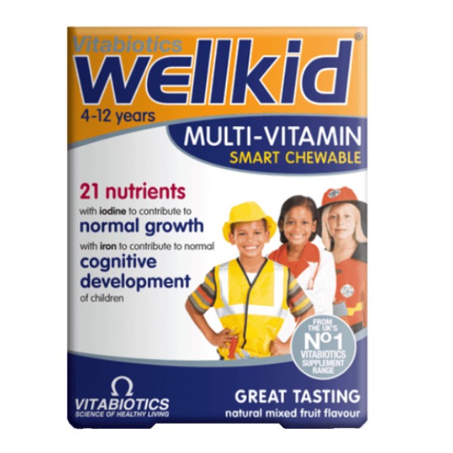 Vitabiotics Wellkid Multi-Vitamin Chewable γεύση Φρούτα 30 μασώμενες ταμπλέτες