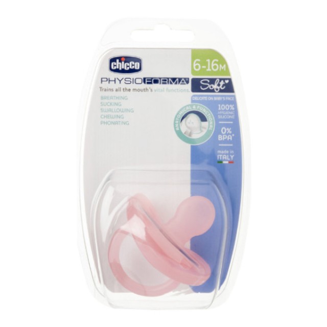 Chicco Physioforma Soft Silicone Soother 6-16m Pink 1 τεμάχιο