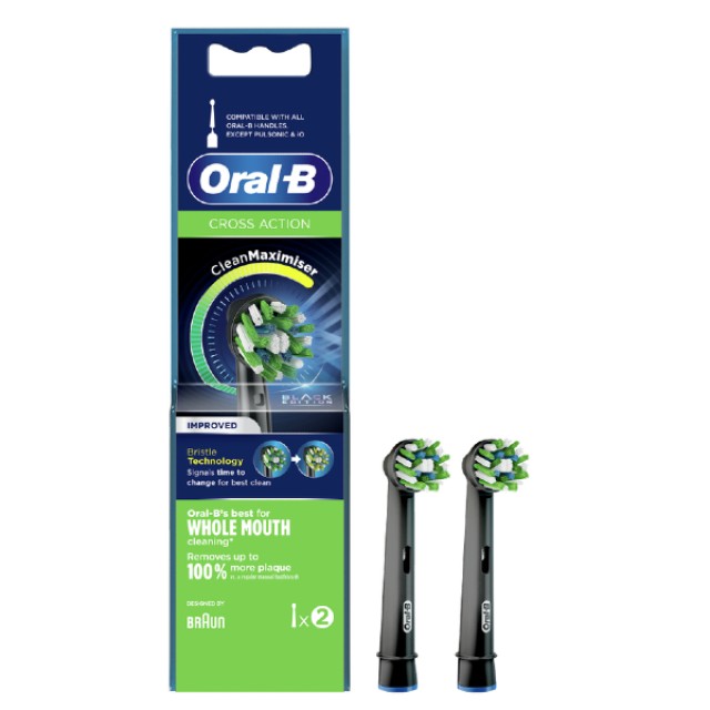 Oral-B Cross Action Black Edition Ανταλλακτικές Κεφαλές 2 τεμάχια