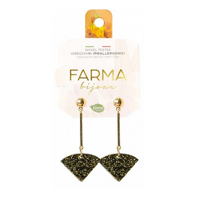 Farma Bijoux Υποαλλεγικά Σκουλαρίκια Κρεμαστά Τρίγωνα Πράσινο Χρυσό 50mm