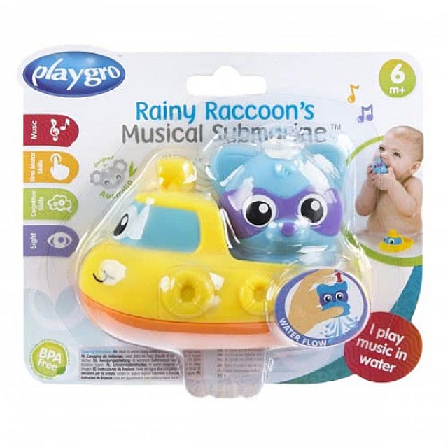 Playgro Rainy Racoons Musical Submarine 6m+ 1pc