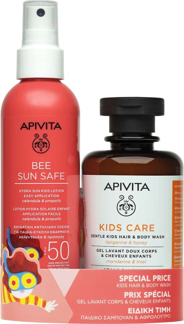 Apivita Bee Sun Safe Lotion Hydra Solaire Kids SPF50 200ml & Apivita Kids Care Hair & Body Wash 250ml