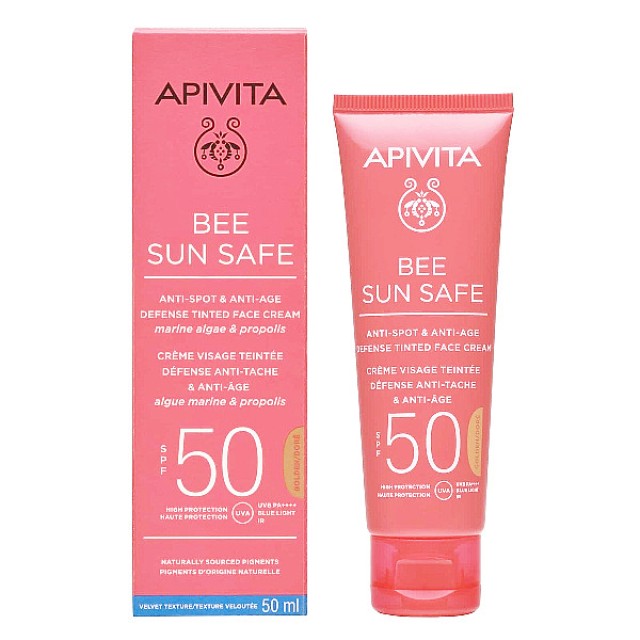 Apivita Bee Sun Safe Anti-Spot & Anti-Age Defense Tinted Golden Face Cream SPF50 50ml