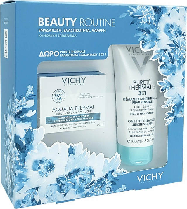 Vichy Beauty Routine Aqualia Thermal Light Rehydrating Cream 50ml & Purete Thermale 3in1 100ml