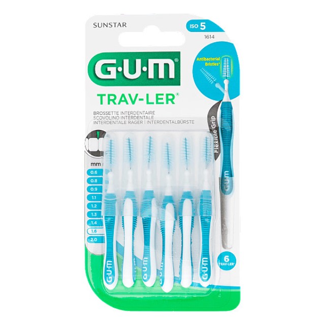 Gum Trav-ler Μεσοδόντια Bουρτσάκια 1.6mm Γαλάζιο 6 τεμάχια