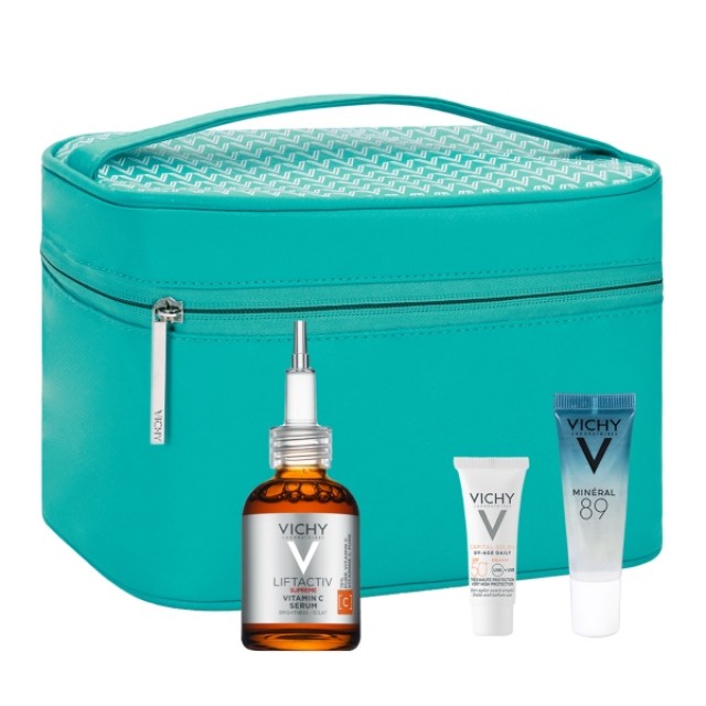 Vichy Liftactiv Vitamin C Serum 20ml & Toiletry Gift & Mineral 89 10ml & UV-Age Daily 3ml