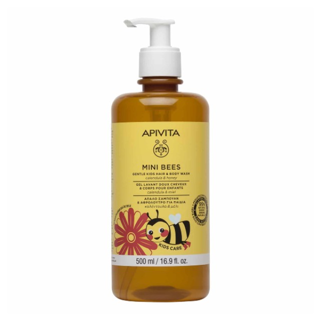 Apivita Mini Bees Απαλό Σαμπουάν & Αφρόλουτρο Για Παιδιά Με Καλέντουλα & Μέλι 500ml