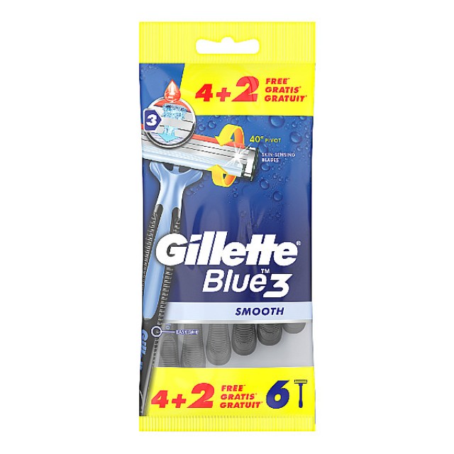 Gillette Blue3 Smooth Disposable Razors 6 pieces