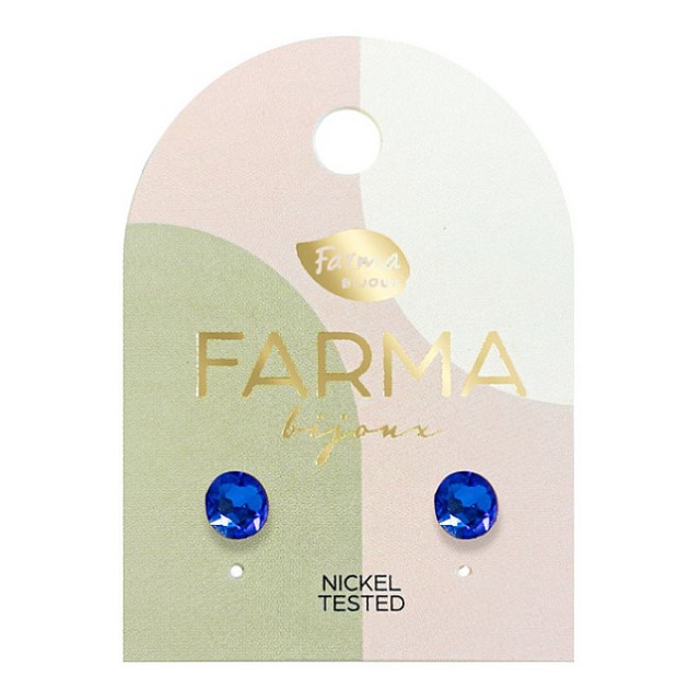 Farma Bijoux Earrings Majestic Blue Crystals 6.3mm