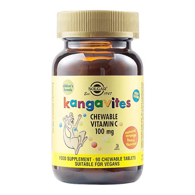 Solgar Kangavites Vitamin C 100mg Natural Orange Burst 90 μασώμενες ταμπλέτες